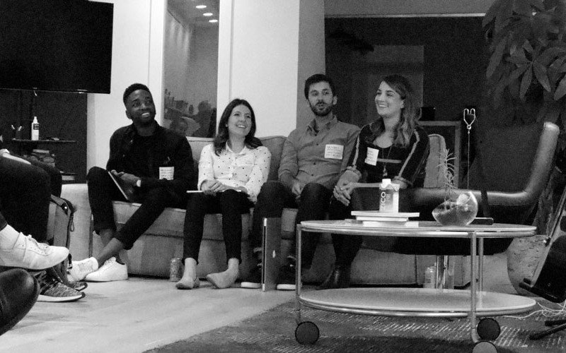 Design Systems Meetup Panel: Jared Erondu, Amy Devereux, Aaron Bailey, and Abstract's Heather Phillips