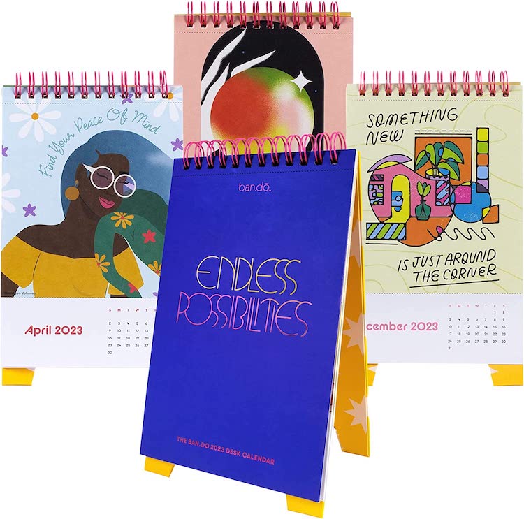 colorful artwork desk calendar