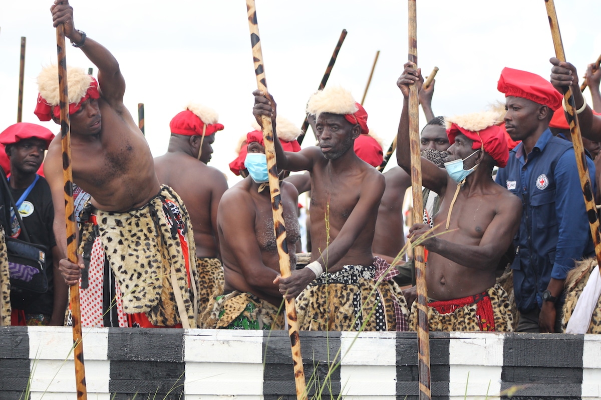 Paddlers on the Nalikwanda Royal Barge and members of the Lozi community in Zambia