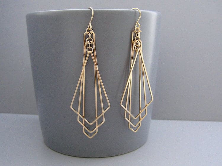 Gold Art Deco Earrings