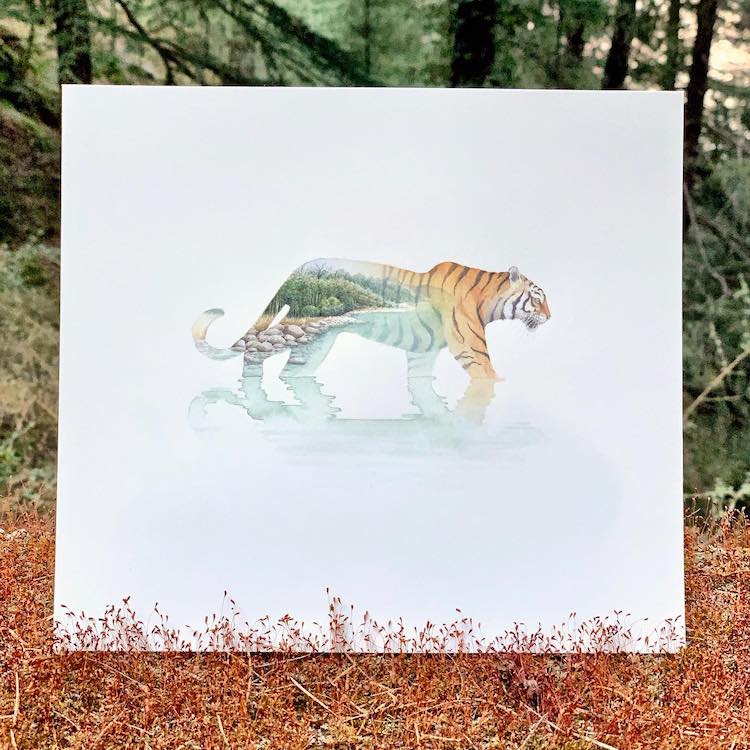 Watercolor Landscape Animal Painting by Sujay Sanan